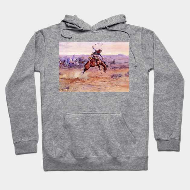 “Bucking Bronco” by Charles Russell Hoodie by PatricianneK